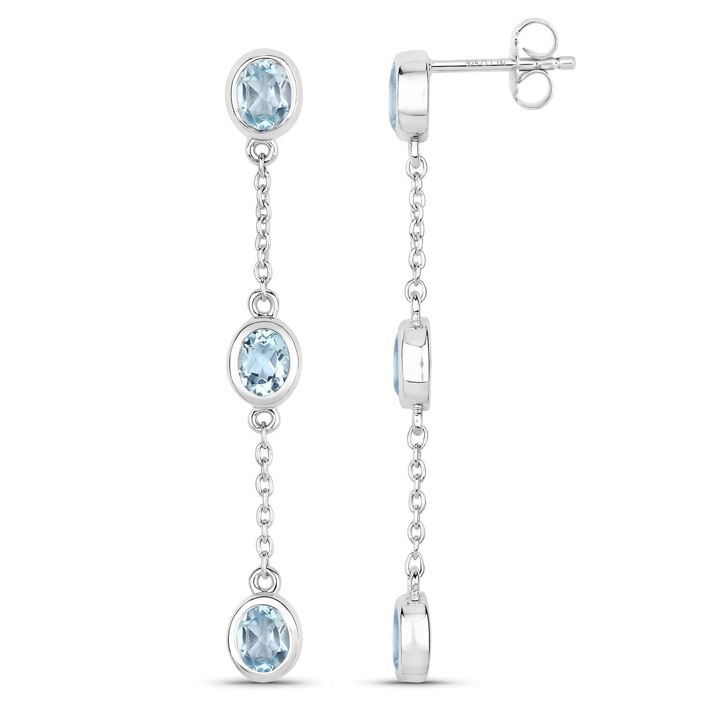 2.16 Carat Genuine Blue Topaz .925 Sterling Silver Earrings Bids.com