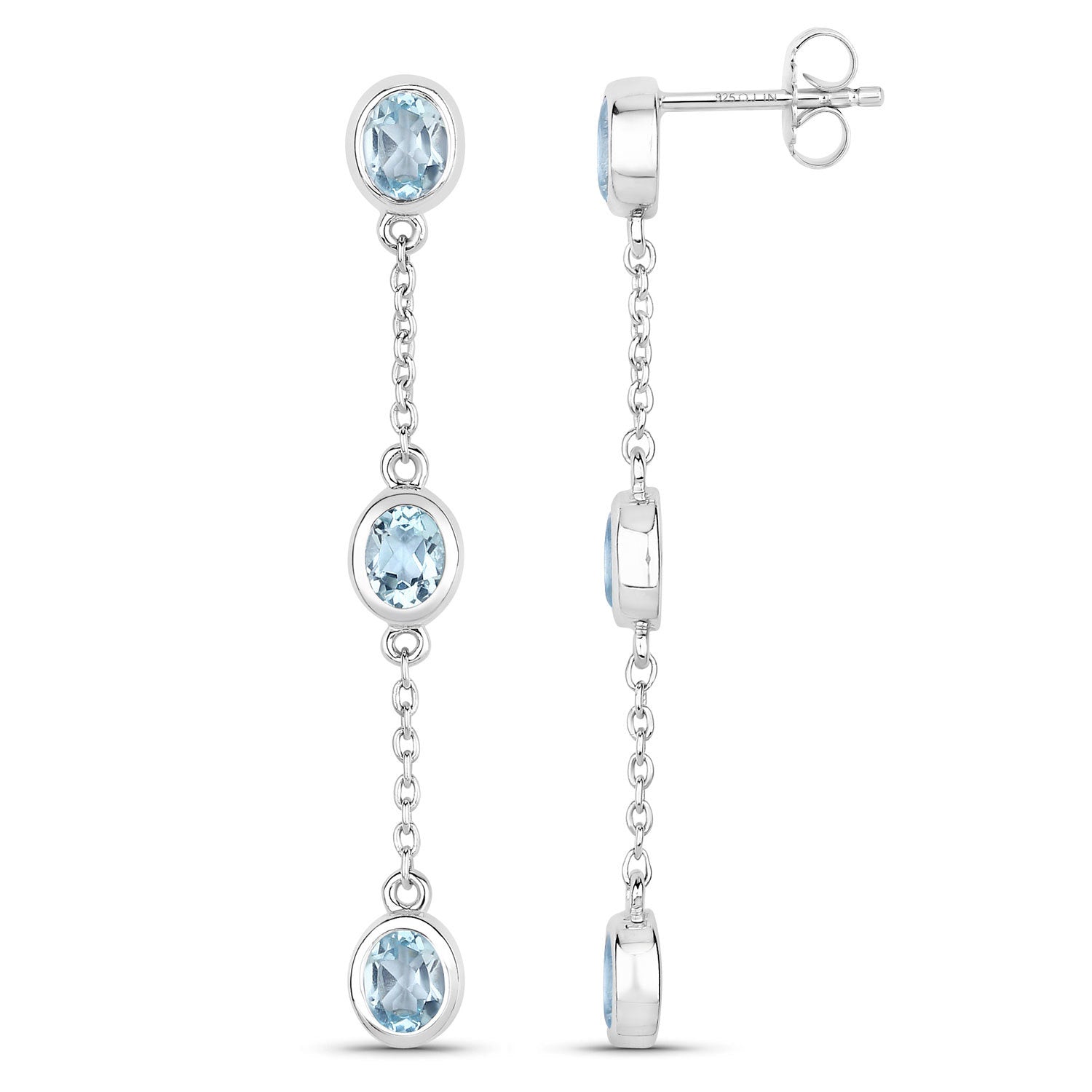 2.16 Carat Genuine Blue Topaz .925 Sterling Silver Earrings Bids.com