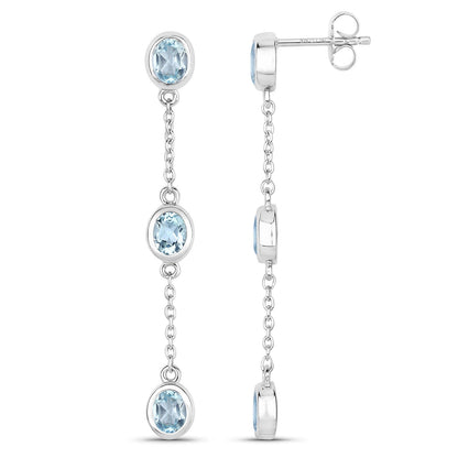 2.16 Carat Genuine Blue Topaz .925 Sterling Silver Earrings Bids.com