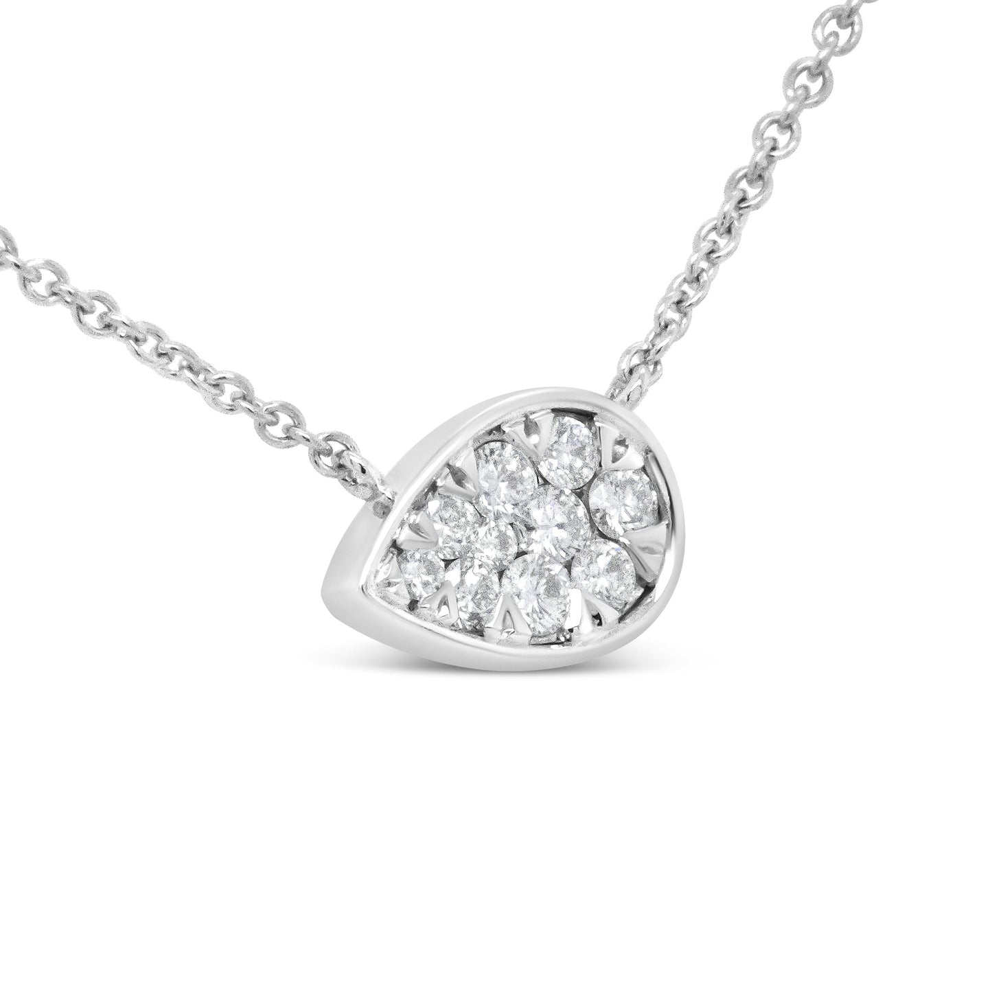 14K White Gold 1/4 Cttw Round Diamond Composite Teardrop Shape 18" Pendant Necklace - (G-H Color, SI2-I1 Clarity) Bids.com