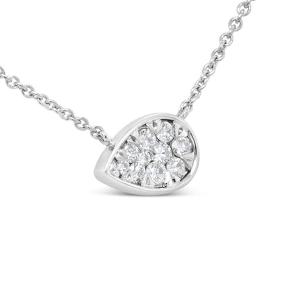 14K White Gold 1/4 Cttw Round Diamond Composite Teardrop Shape 18" Pendant Necklace - (G-H Color, SI2-I1 Clarity) Bids.com