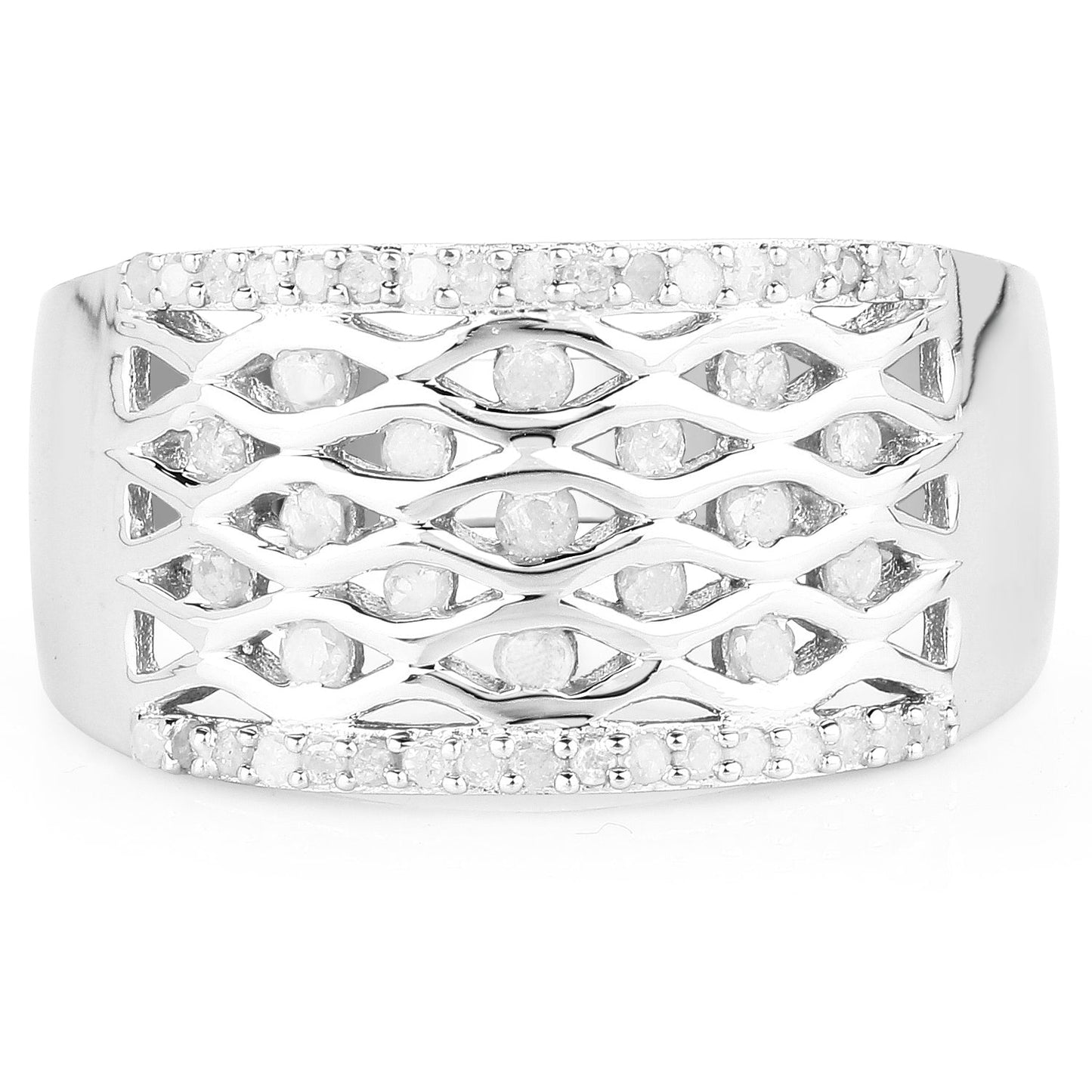 0.41 Carat Genuine White Diamond .925 Sterling Silver Ring Bids.com