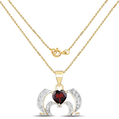 14K Yellow Gold Plated 1.05 Carat Genuine Garnet and White Topaz .925 Sterling Silver Pendant Bids.com