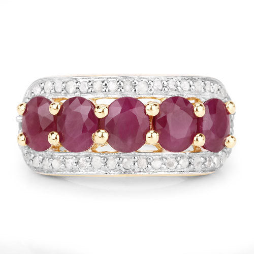 1.74 Carat Genuine Ruby and White Diamond .925 Sterling Silver Ring Bids.com