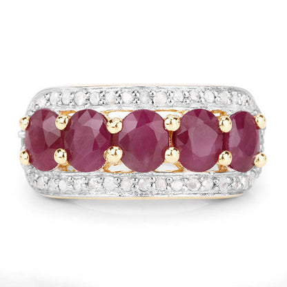 1.74 Carat Genuine Ruby and White Diamond .925 Sterling Silver Ring Bids.com