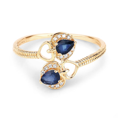 0.34 Carat Genuine Blue Sapphire and White Diamond 14K Yellow Gold Ring Bids.com