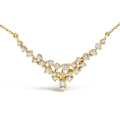 14K Yellow Gold 1/2 Cttw Diamond Scattered "V" Necklace (I-J Color, SI2-I1 Clarity) - 18" Inches Bids.com