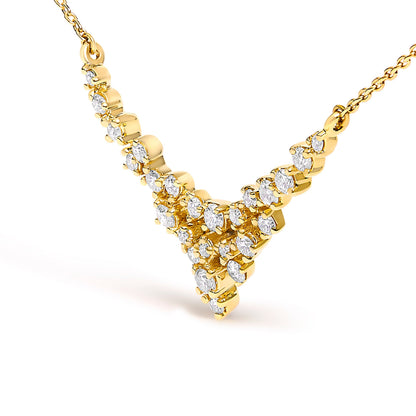 14K Yellow Gold 1/2 Cttw Diamond Scattered "V" Necklace (I-J Color, SI2-I1 Clarity) - 18" Inches Bids.com