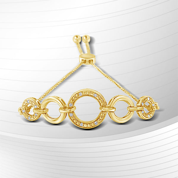 10K Yellow Gold over .925 Sterling Silver Diamond Accented Graduated Infinity Open Circle 6â€-9â€ Adjustable Bolo Bracelet (H-I Color, I2-I3 Clarity) Bids.com