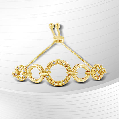 10K Yellow Gold over .925 Sterling Silver Diamond Accented Graduated Infinity Open Circle 6â€-9â€ Adjustable Bolo Bracelet (H-I Color, I2-I3 Clarity) Bids.com