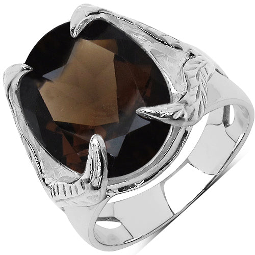 7.80 Carat Genuine Smoky Quartz .925 Sterling Silver Ring Bids.com