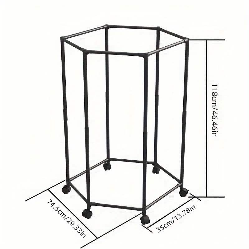 360° Rotating Freestanding Clothing Rack – Hexagonal Carbon Steel Organizer with Wheels DailySale