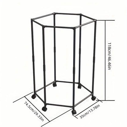 360° Rotating Freestanding Clothing Rack – Hexagonal Carbon Steel Organizer with Wheels DailySale