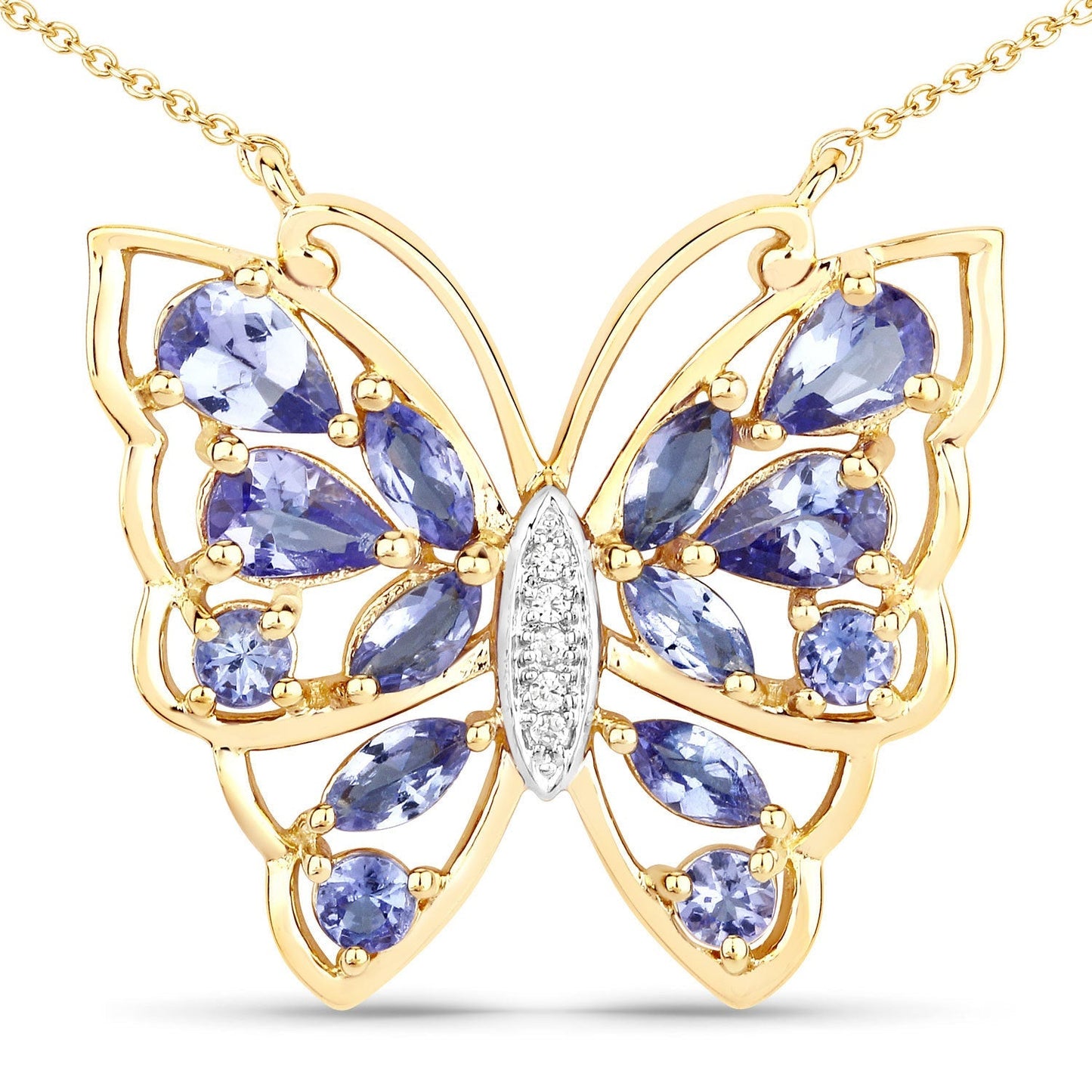 2.76 Carat Genuine Tanzanite and White Zircon .925 Sterling Silver Necklace Bids.com