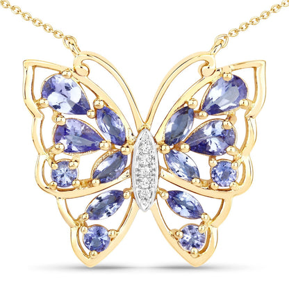 2.76 Carat Genuine Tanzanite and White Zircon .925 Sterling Silver Necklace Bids.com