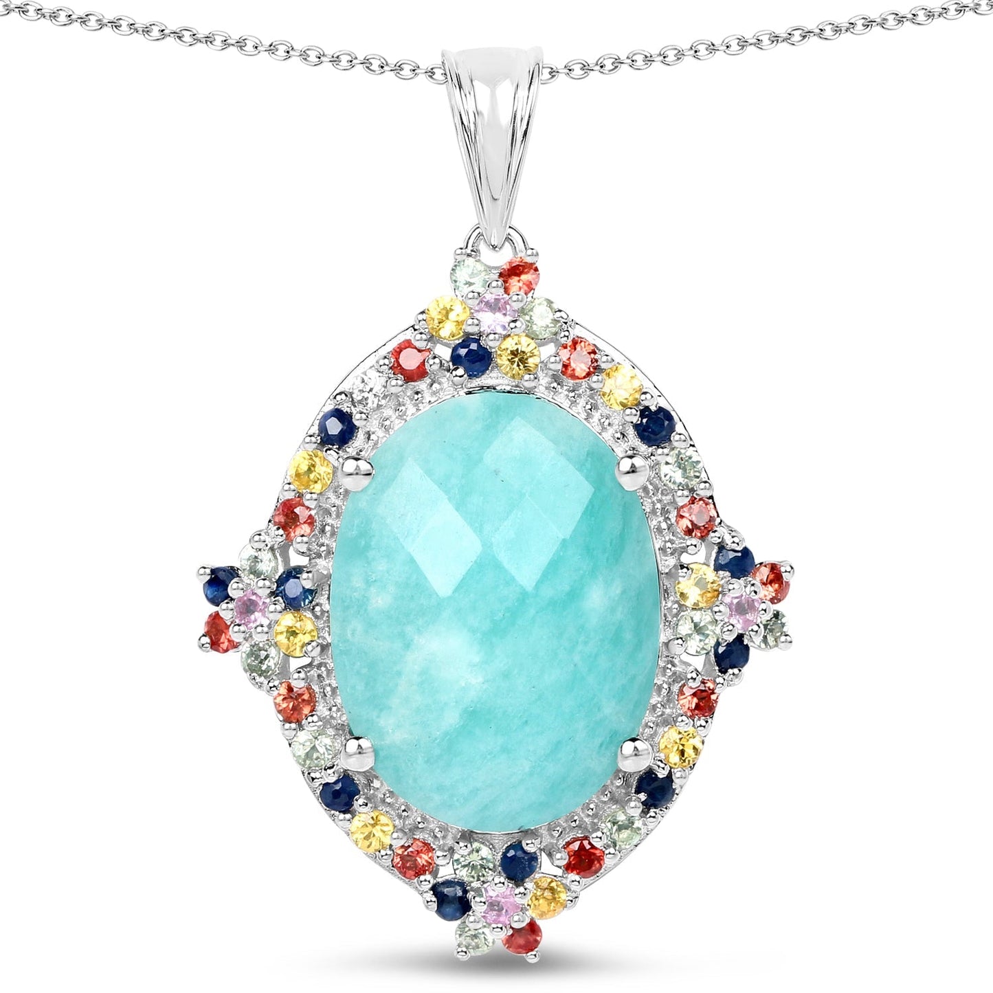 18.50 Carat Genuine Multi Stone .925 Sterling Silver Pendant Bids.com