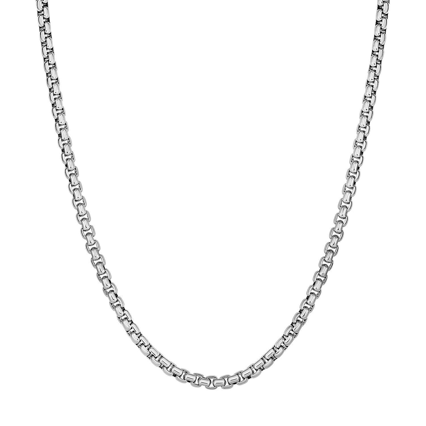 3.8mm Sterling Silver Rhodium Plated Round Box Chain Bids.com