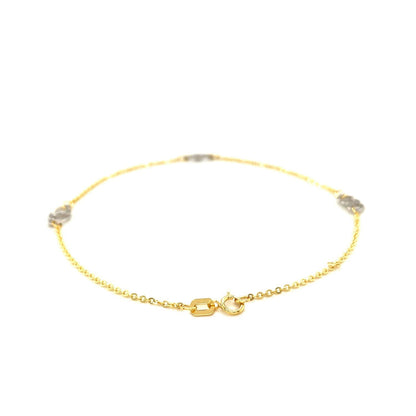 14k Two Tone Gold Entwined Heart Stationed Anklet Bids.com