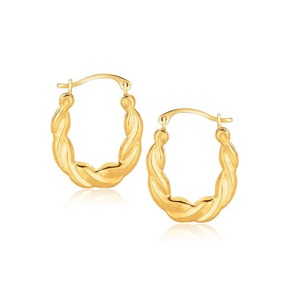 10k Yellow Gold Oval Twist Hoop Earrings Bids.com