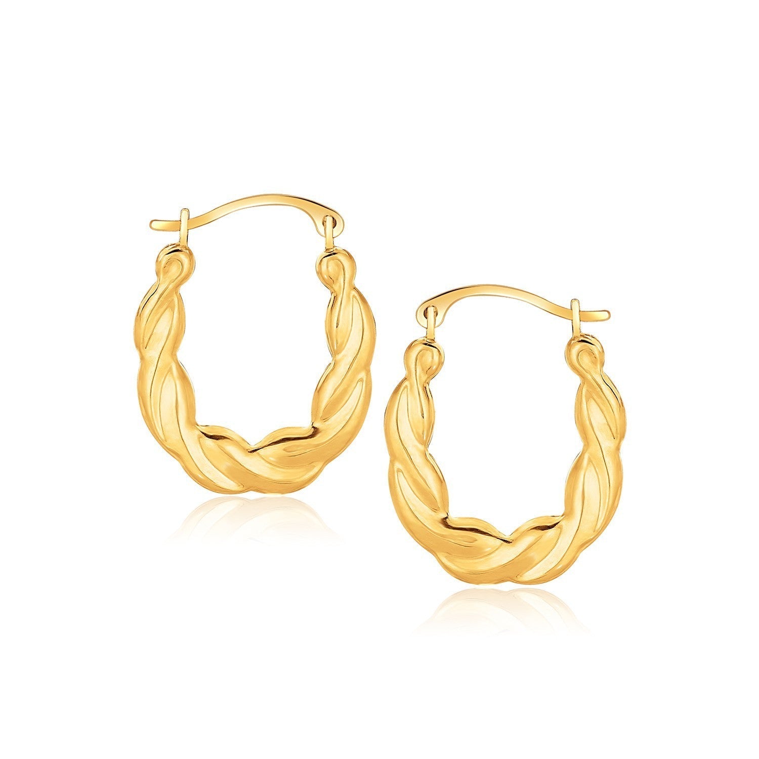 10k Yellow Gold Oval Twist Hoop Earrings Bids.com
