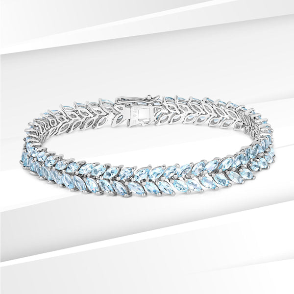 15.04 Carat Genuine Blue Topaz .925 Sterling Silver Bracelet Bids.com