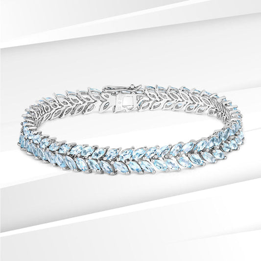 15.04 Carat Genuine Blue Topaz .925 Sterling Silver Bracelet Bids.com