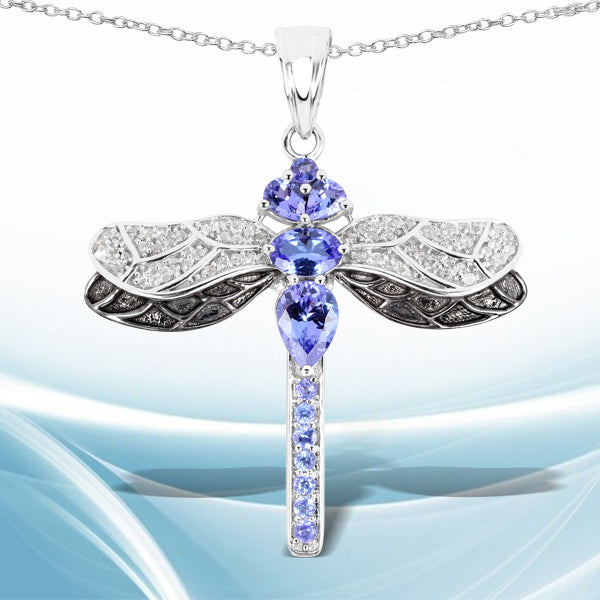 1.93 Carat Genuine Tanzanite and White Topaz .925 Sterling Silver Pendant Bids.com