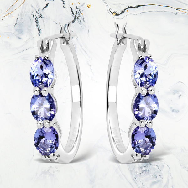 1.99 Carat Genuine Tanzanite and White Diamond .925 Sterling Silver Earrings Bids.com