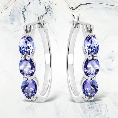 1.99 Carat Genuine Tanzanite and White Diamond .925 Sterling Silver Earrings Bids.com