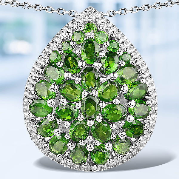 4.65 Carat Genuine Chrome Diopside .925 Sterling Silver Pendant Bids.com