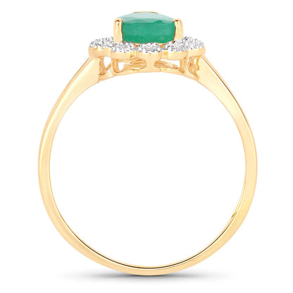 1.22 Carat Genuine Zambian Emerald and White Diamond 14K Yellow Gold Ring Bids.com