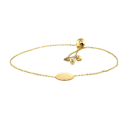 Adjustable Bracelet with Shiny Circle in 14k Yellow Gold Bids.com