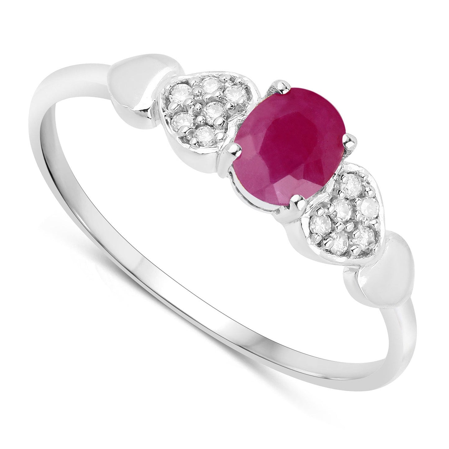 0.36 Carat Genuine Ruby and White Diamond 14K White Gold Ring Bids.com