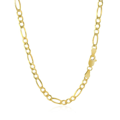 10K Yellow Gold Solid Figaro Chain (3.70 mm) Bids.com