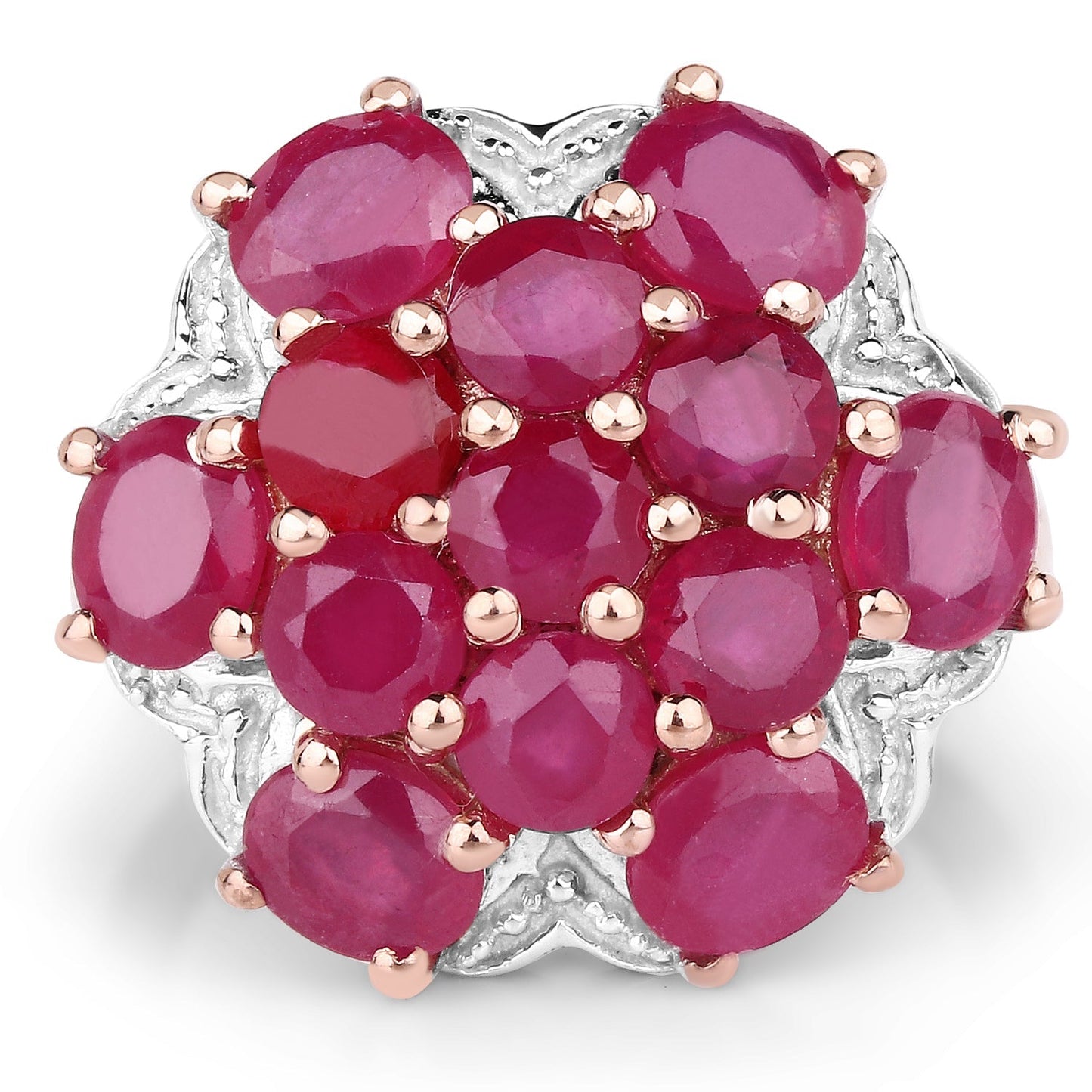 14K Rose Gold Plated 4.52 Carat Genuine Glass Filled Ruby .925 Sterling Silver Ring Bids.com