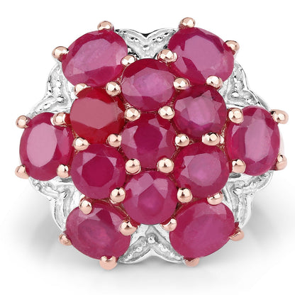 14K Rose Gold Plated 4.52 Carat Genuine Glass Filled Ruby .925 Sterling Silver Ring Bids.com