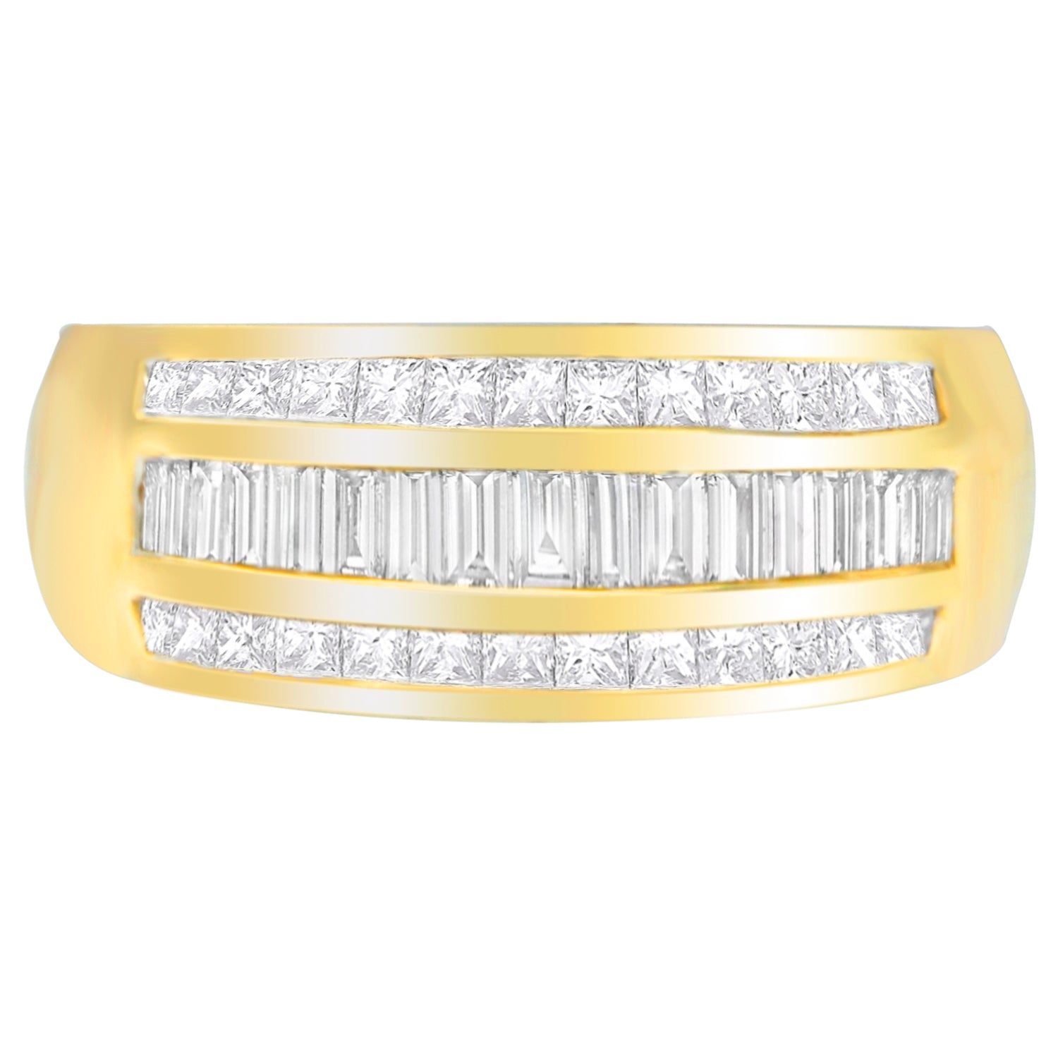 14K Yellow Gold 1ct. TDW Princess and Baguette-Cut Diamond Ring(H-I, SI1-SI2) Bids.com