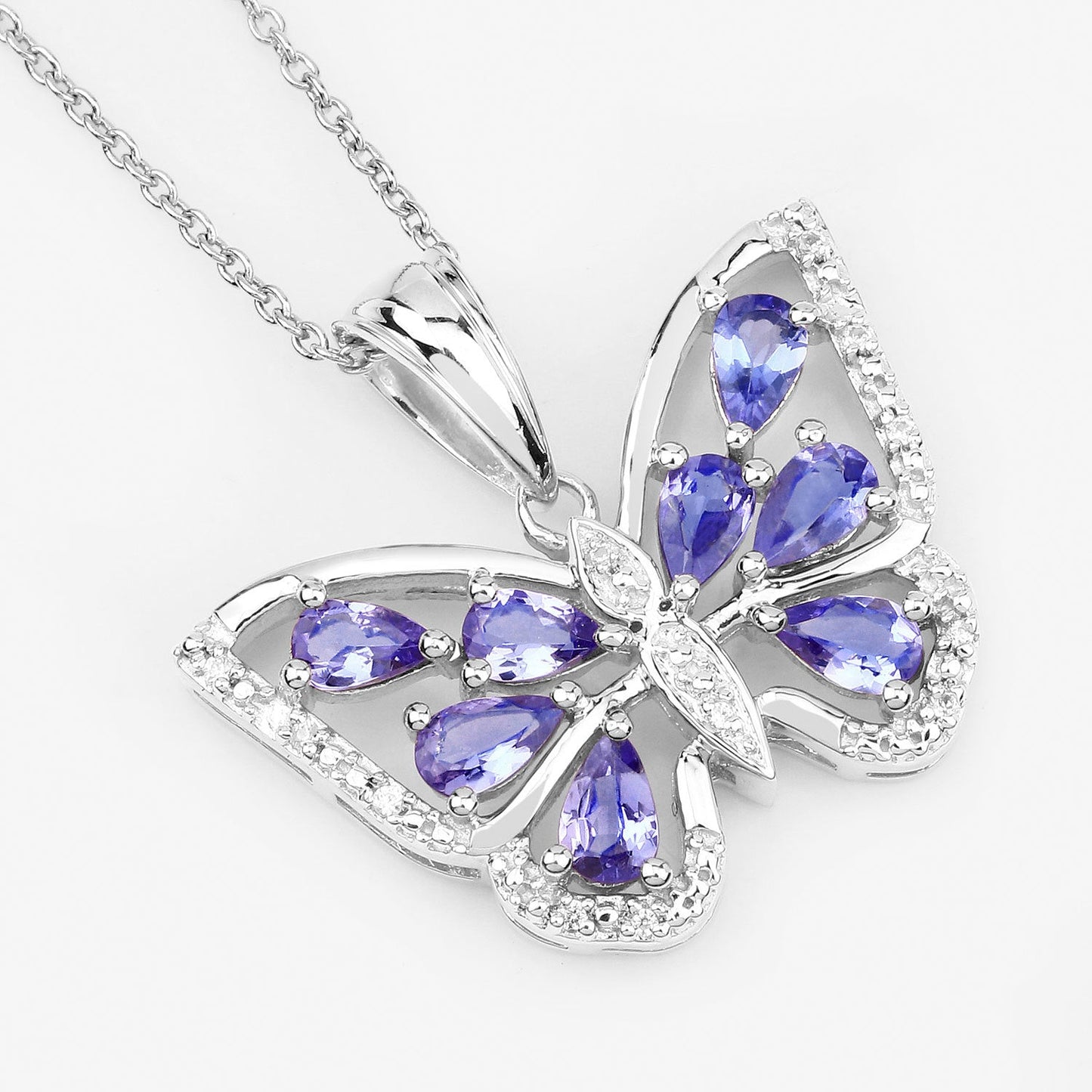 1.75 Carat Genuine Tanzanite and White Zircon .925 Sterling Silver Pendant Bids.com