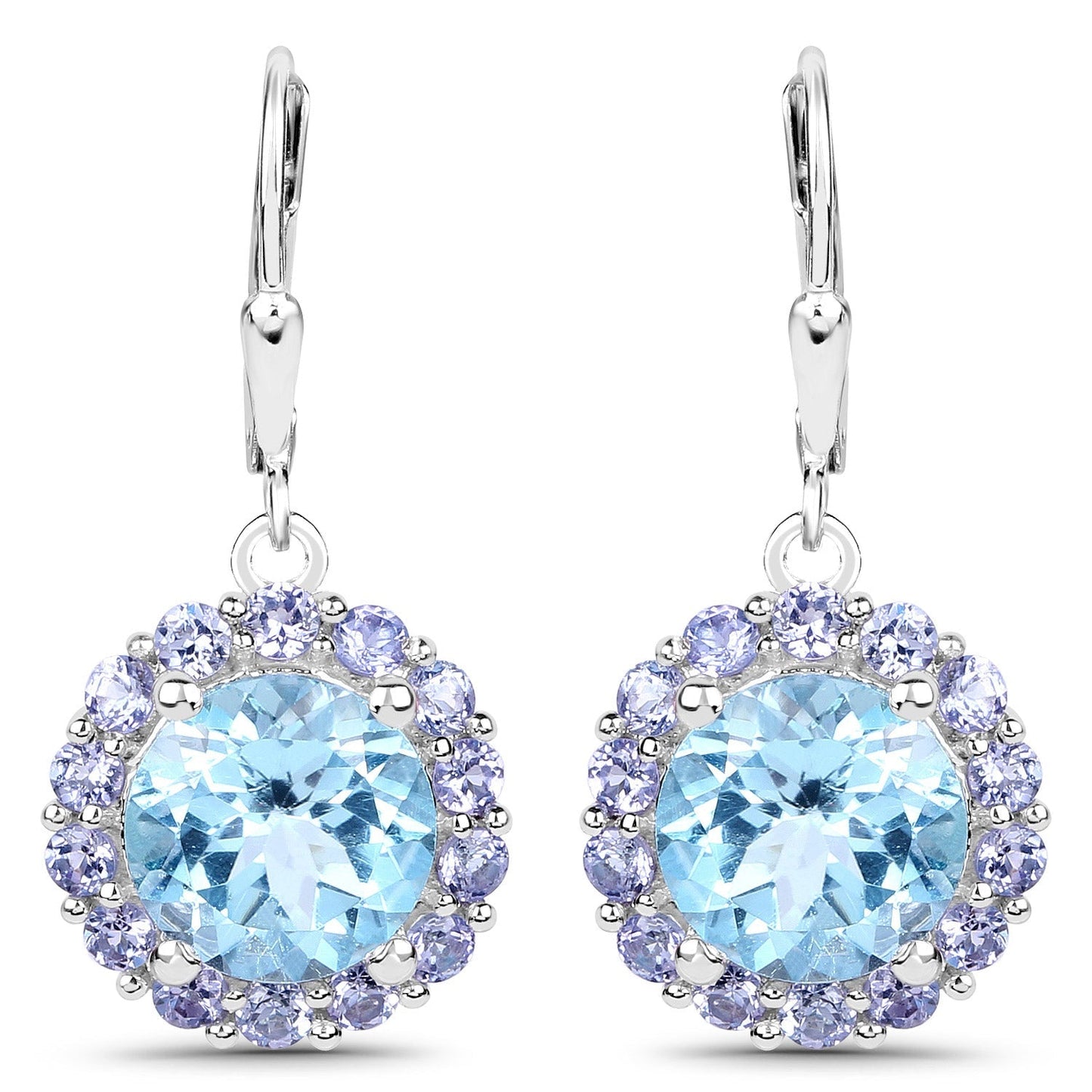 9.96 Carat Genuine Blue Topaz and Tanzanite .925 Sterling Silver Earrings Bids.com