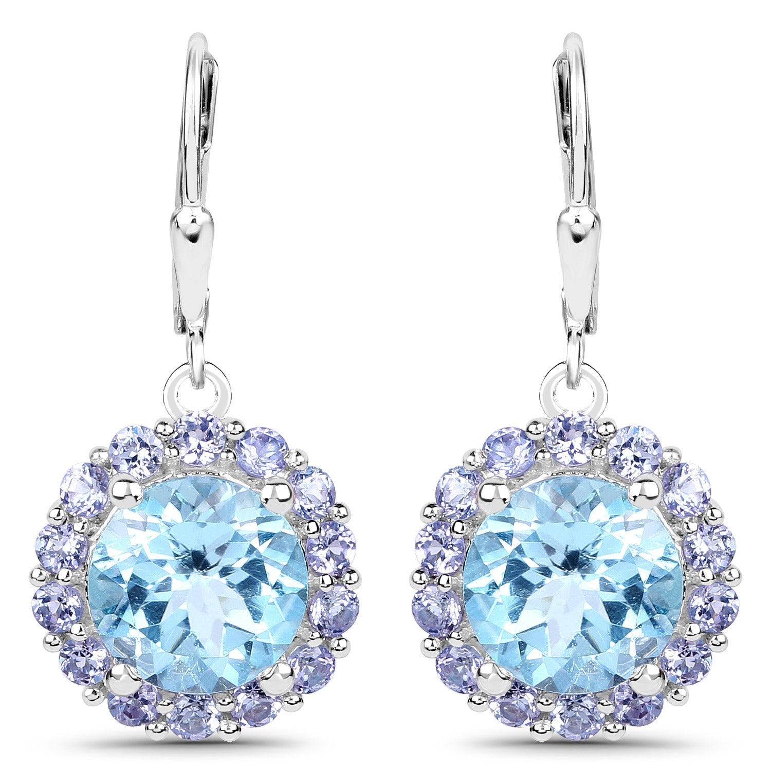 9.96 Carat Genuine Blue Topaz and Tanzanite .925 Sterling Silver Earrings Bids.com