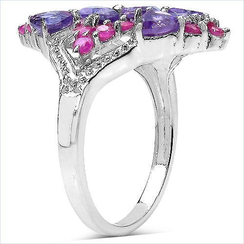 2.58 Carat Genuine Amethyst & Ruby .925 Sterling Silver Ring Bids.com