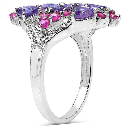 2.58 Carat Genuine Amethyst & Ruby .925 Sterling Silver Ring Bids.com