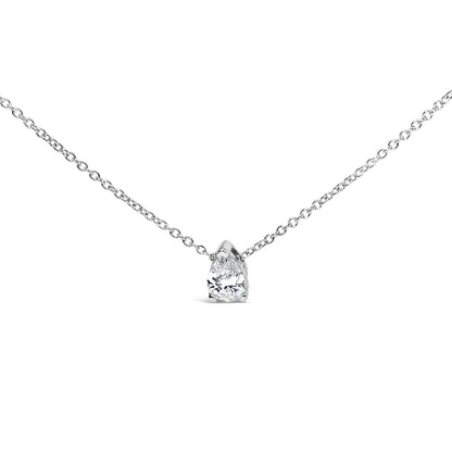 14K White Gold 1/2 Cttw Pear Shape Lab-Grown Diamond 3-Prong Solitaire Pendant Necklace 18 Inch (F-G Color, VS2-SI1 Clarity) Bids.com