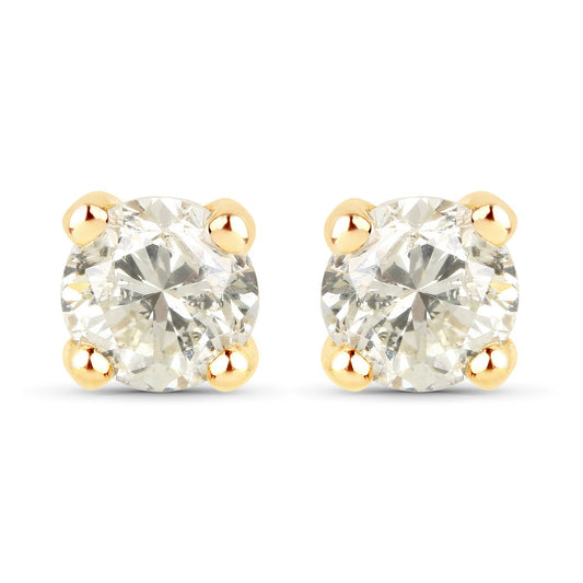 1.01 Carat Genuine LB Diamond 14K Yellow Gold Earrings Bids.com