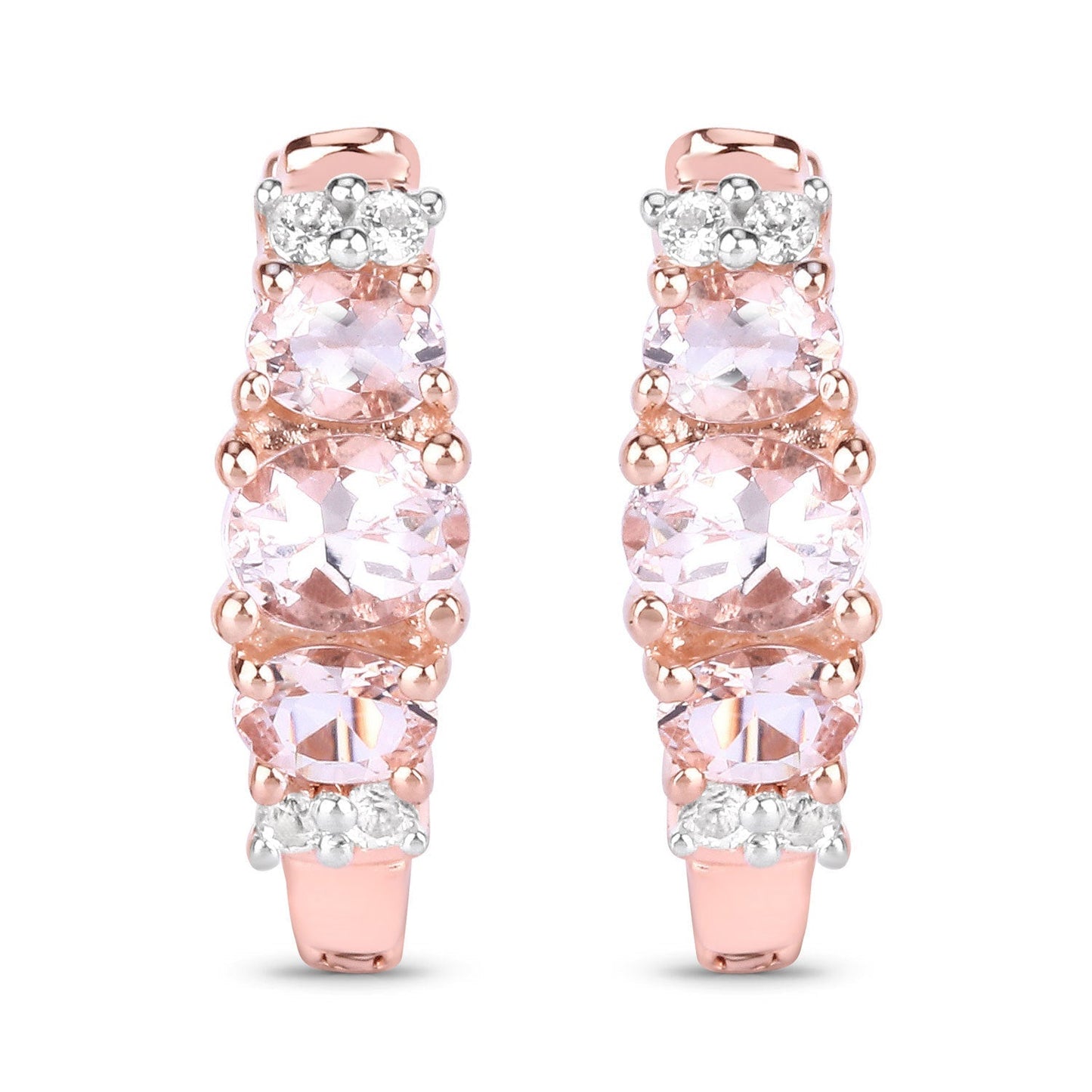 1.32 Carat Genuine Morganite and White Topaz .925 Sterling Silver Earrings Bids.com