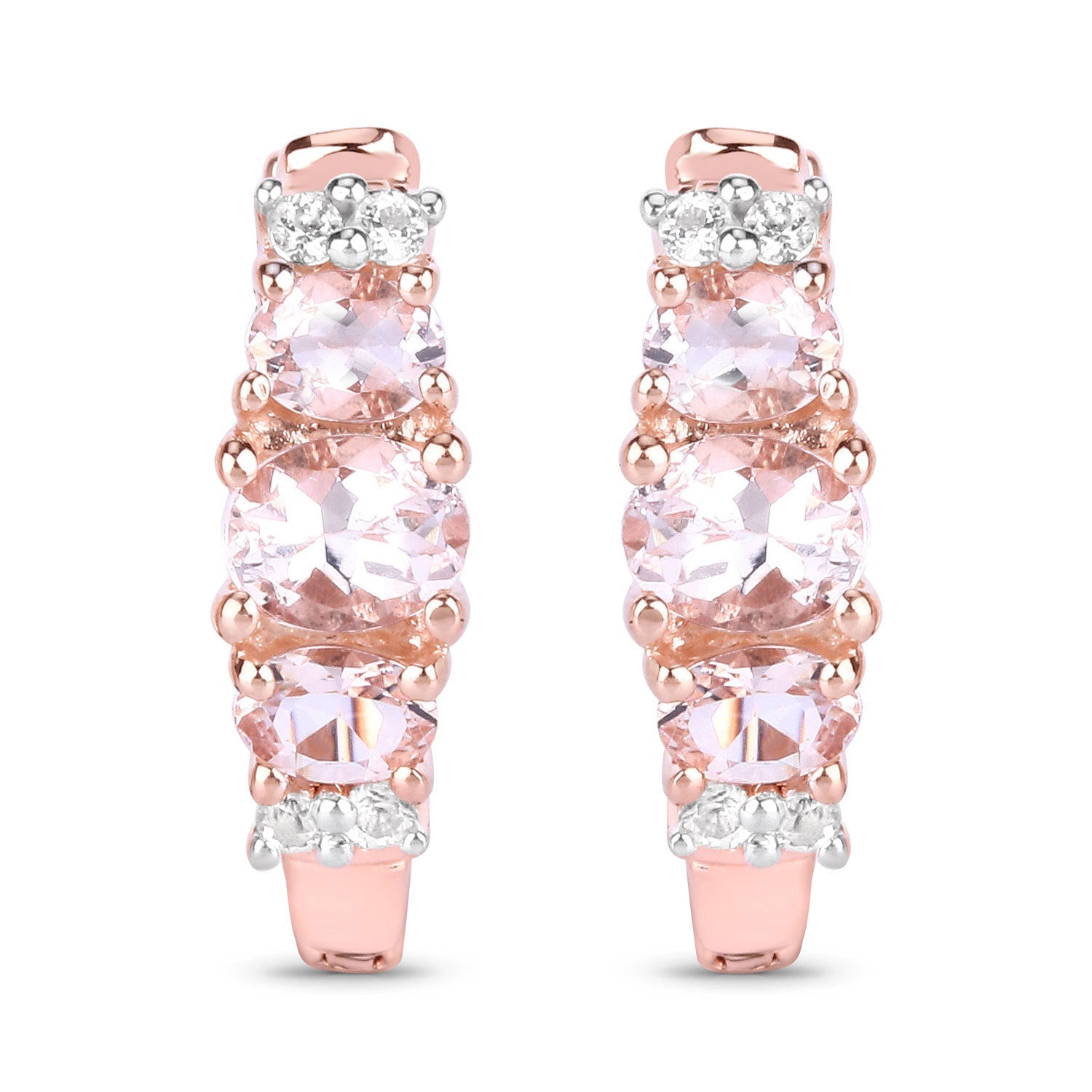 1.32 Carat Genuine Morganite and White Topaz .925 Sterling Silver Earrings Bids.com