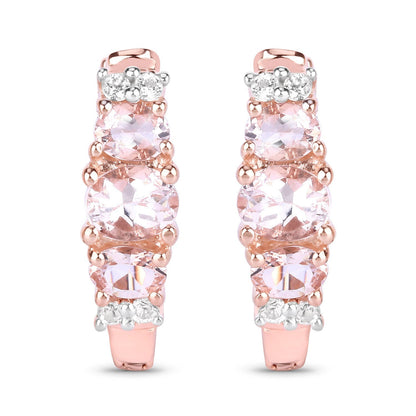 1.32 Carat Genuine Morganite and White Topaz .925 Sterling Silver Earrings Bids.com