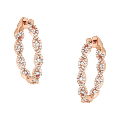 10K Rose Gold Diamond Hoop Earring (1 cttw, H-I Color, I1-I2 Clarity) Bids.com