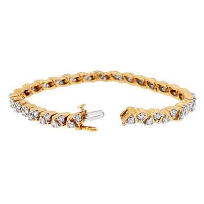 14K Yellow Gold Round-Cut Diamond Bracelet (4.00 cttw, H-I Color, I1-I2 Clarity) Bids.com