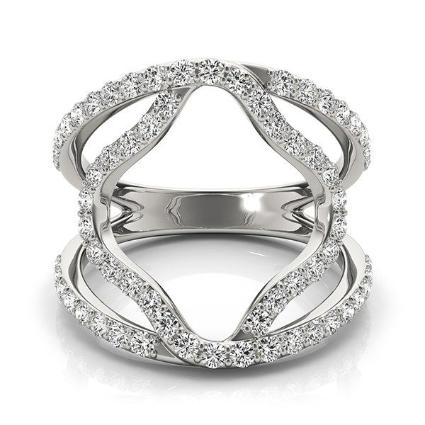 14k White Gold Diamond Flower Style Dual Band Ring (5/8 cttw) Bids.com